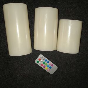 Led flameless candle set of 3 w remote